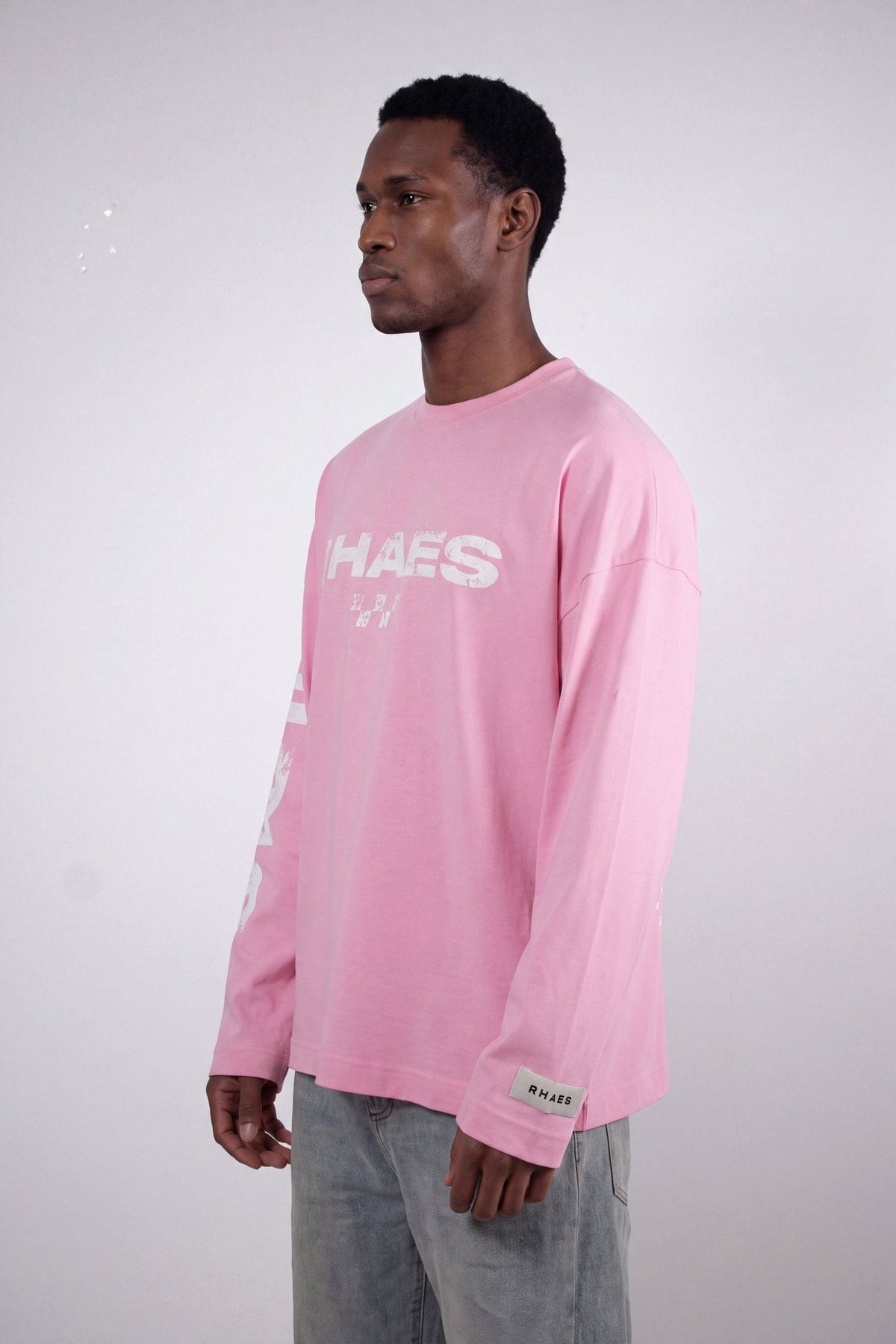 RHAES 22 Long Sleeve in Soft Pink — three-quarter view